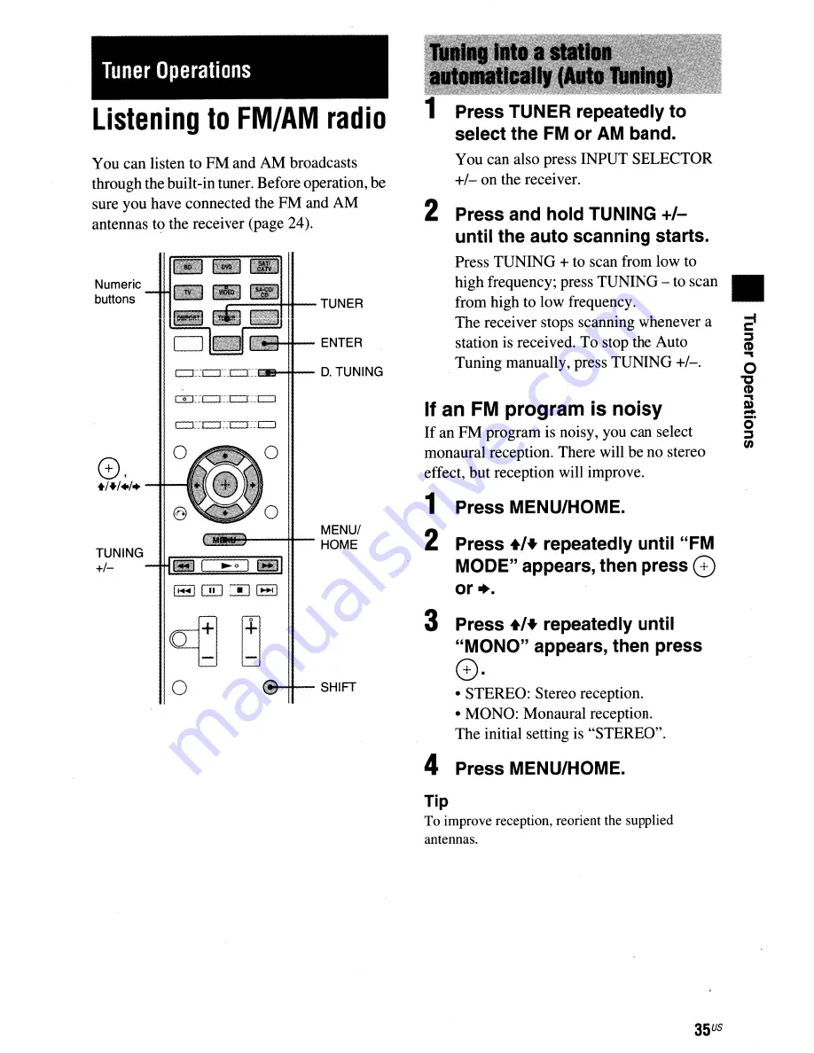 Sony HT-SF470 Operating Instructions Manual Download Page 35