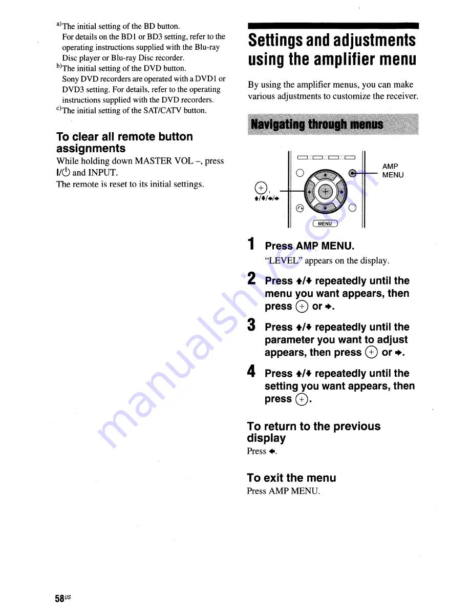 Sony HT-SF470 Operating Instructions Manual Download Page 58