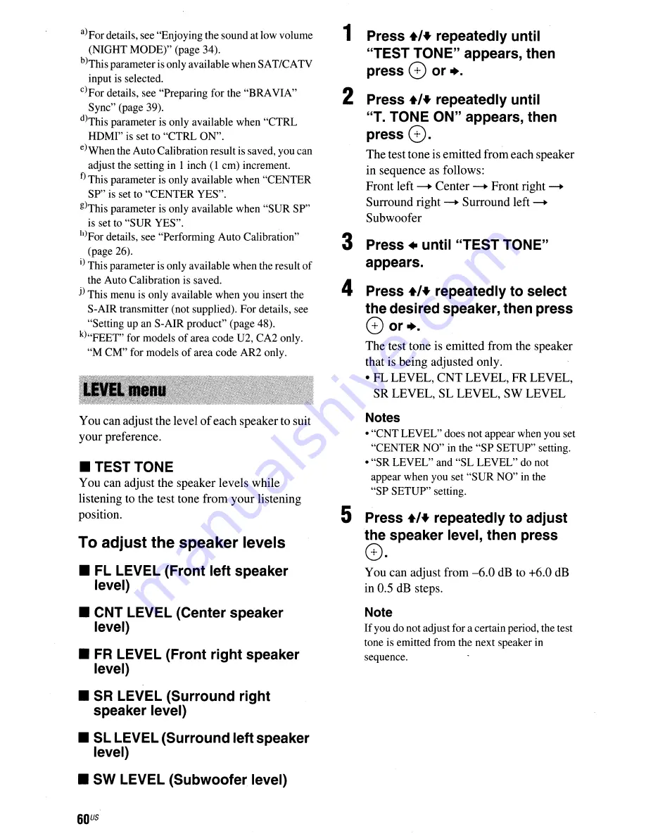 Sony HT-SF470 Operating Instructions Manual Download Page 60