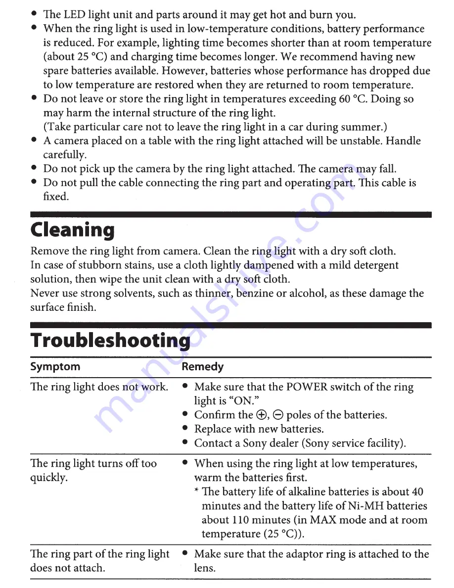 Sony HVL-RL1 Operating Instructions Manual Download Page 7