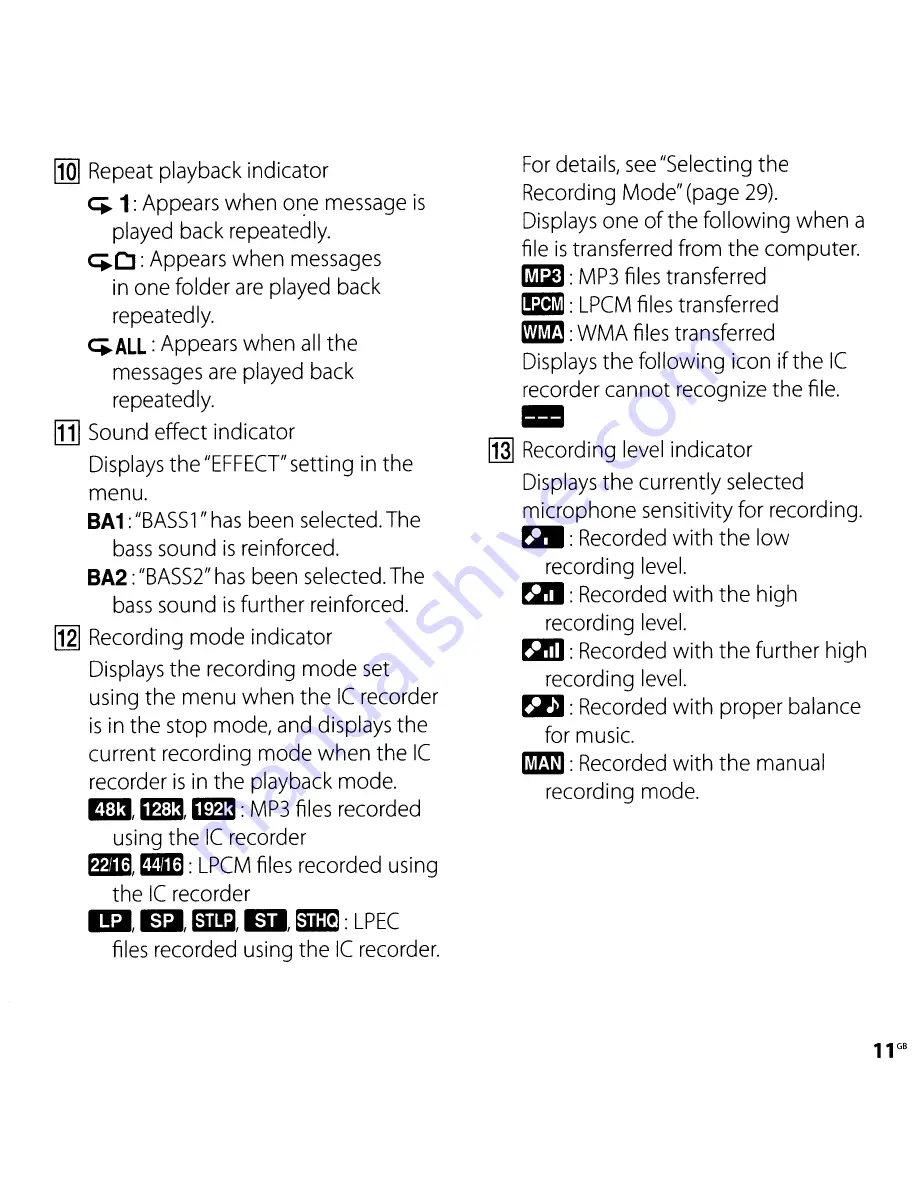 Sony ICD-SX700 Operating Instructions Manual Download Page 11