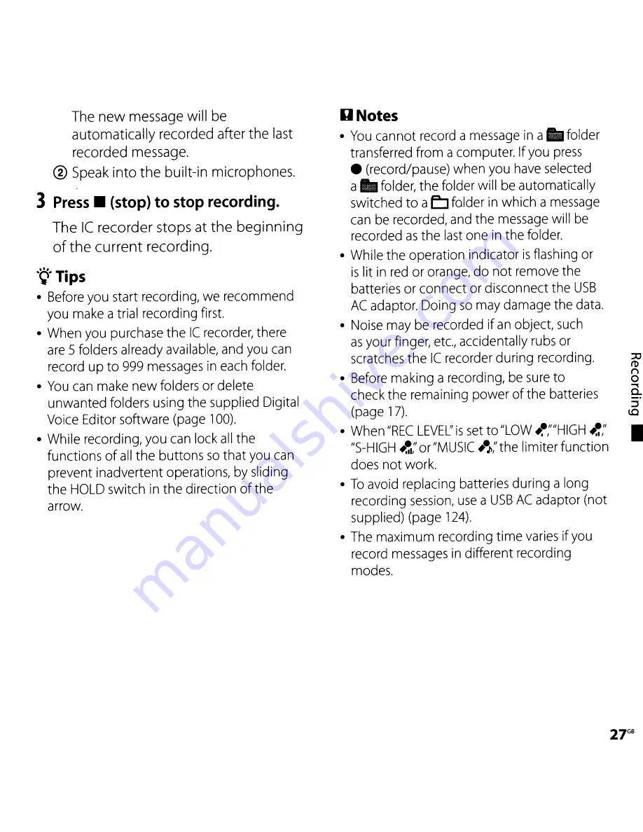 Sony ICD-SX700 Operating Instructions Manual Download Page 27