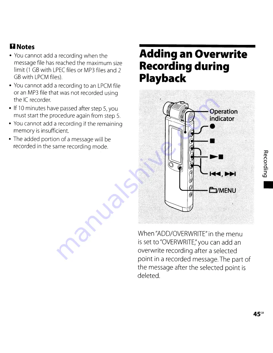 Sony ICD-SX700 Operating Instructions Manual Download Page 45