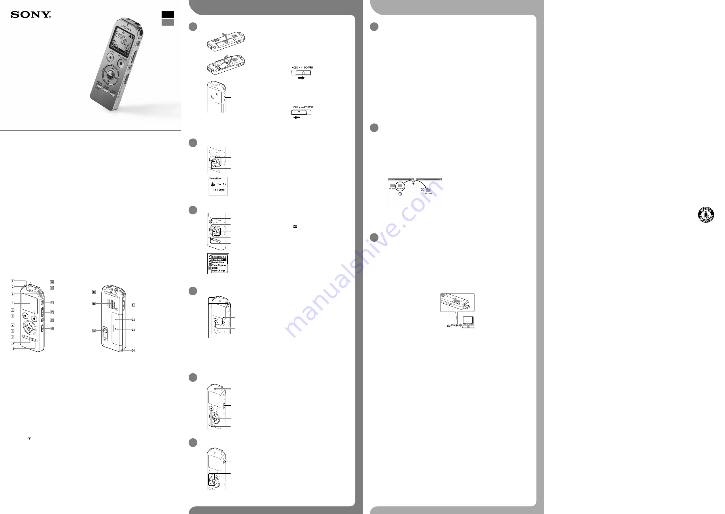 Sony ICD-UX533 Quick Start Manual Download Page 2