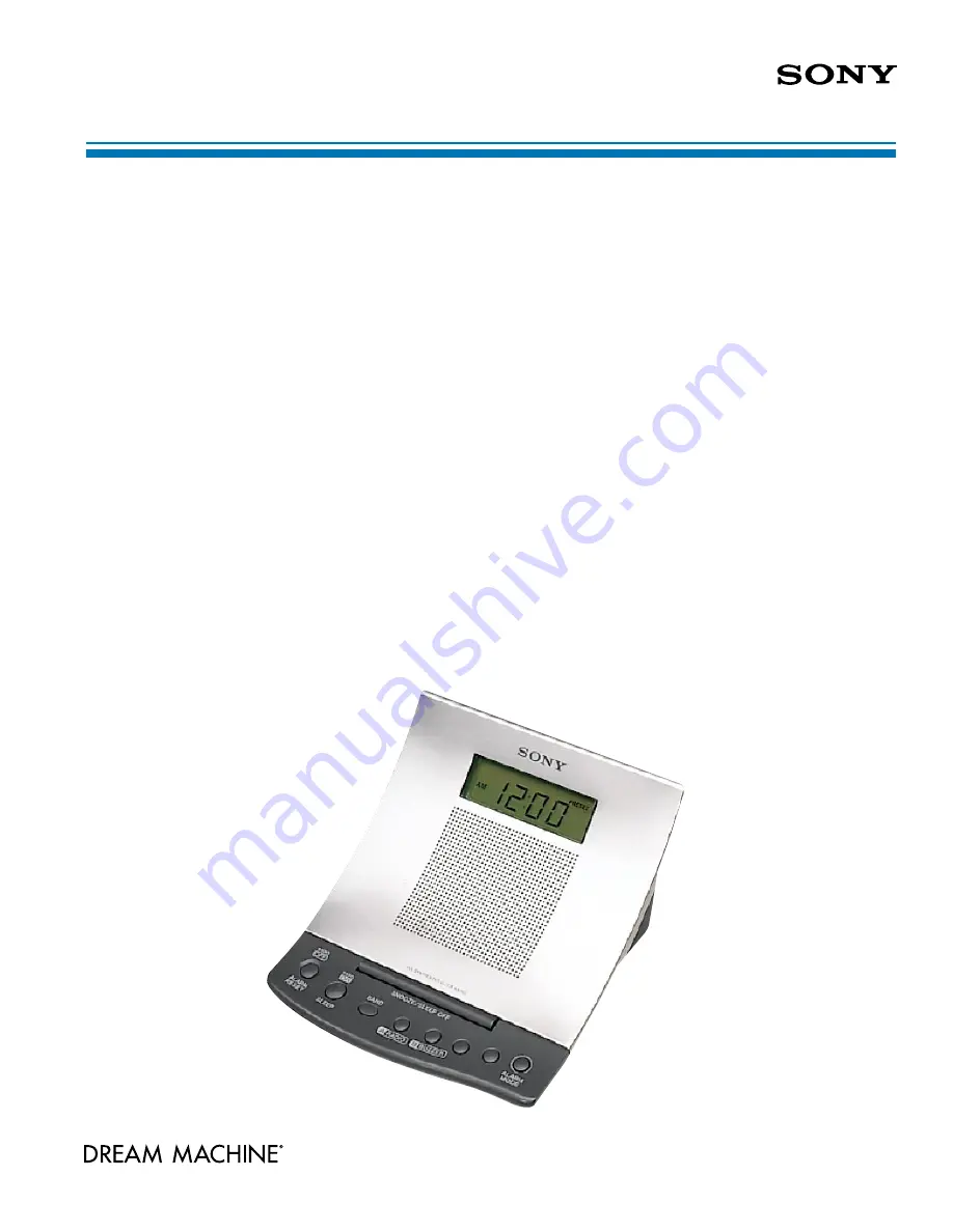 Sony ICF-C703 - Am/fm Clock Radio Specifications Download Page 1