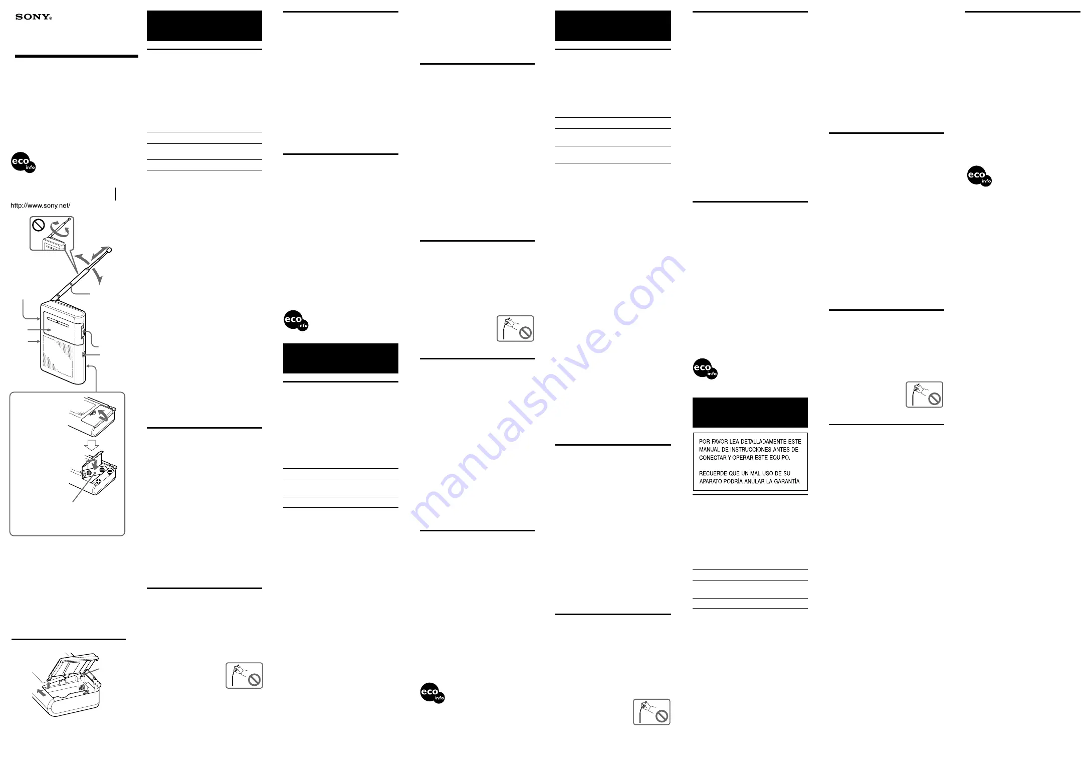 Sony ICF-S22 Operating Instructions Download Page 2