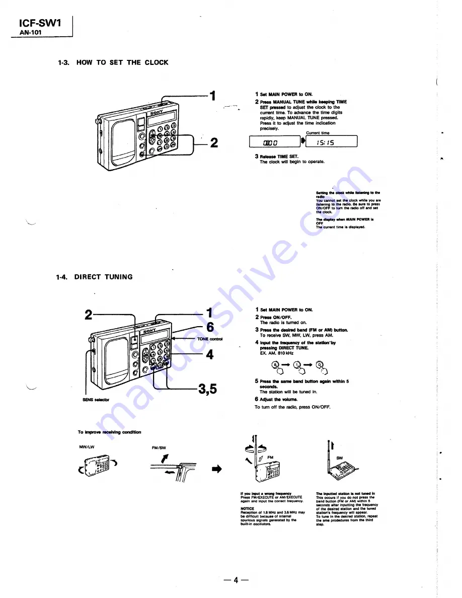 Sony ICF-SW1 Service Manual Download Page 4