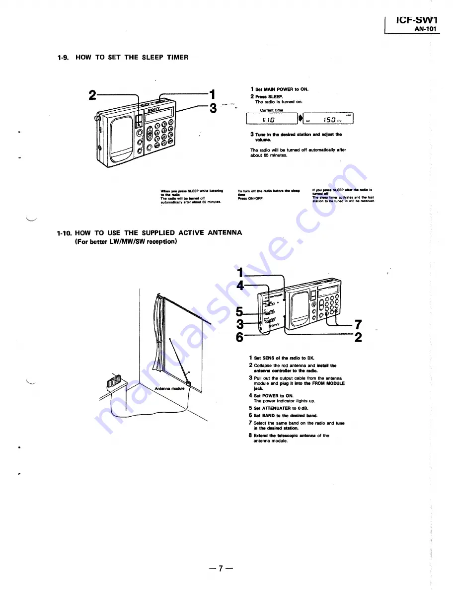 Sony ICF-SW1 Скачать руководство пользователя страница 7