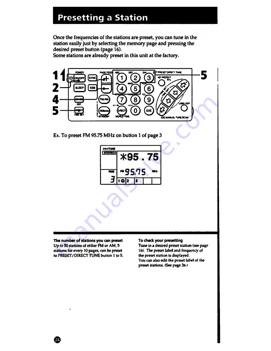 Sony ICF-SW1005 Operating Lnstructions Download Page 24