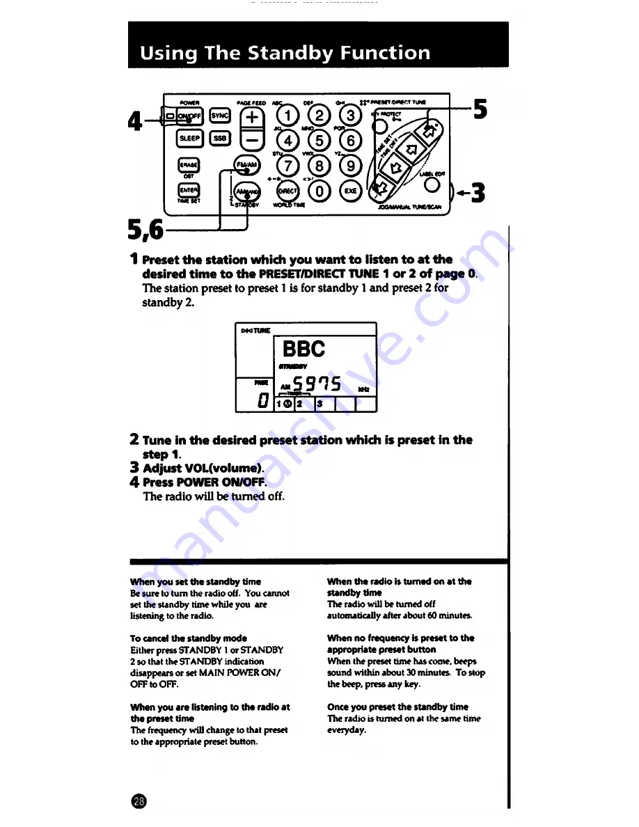 Sony ICF-SW1005 Operating Lnstructions Download Page 28