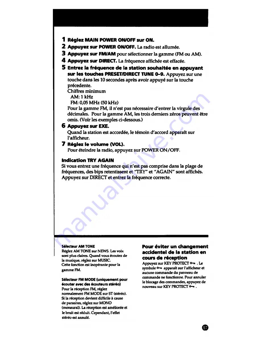 Sony ICF-SW1005 Operating Lnstructions Download Page 57