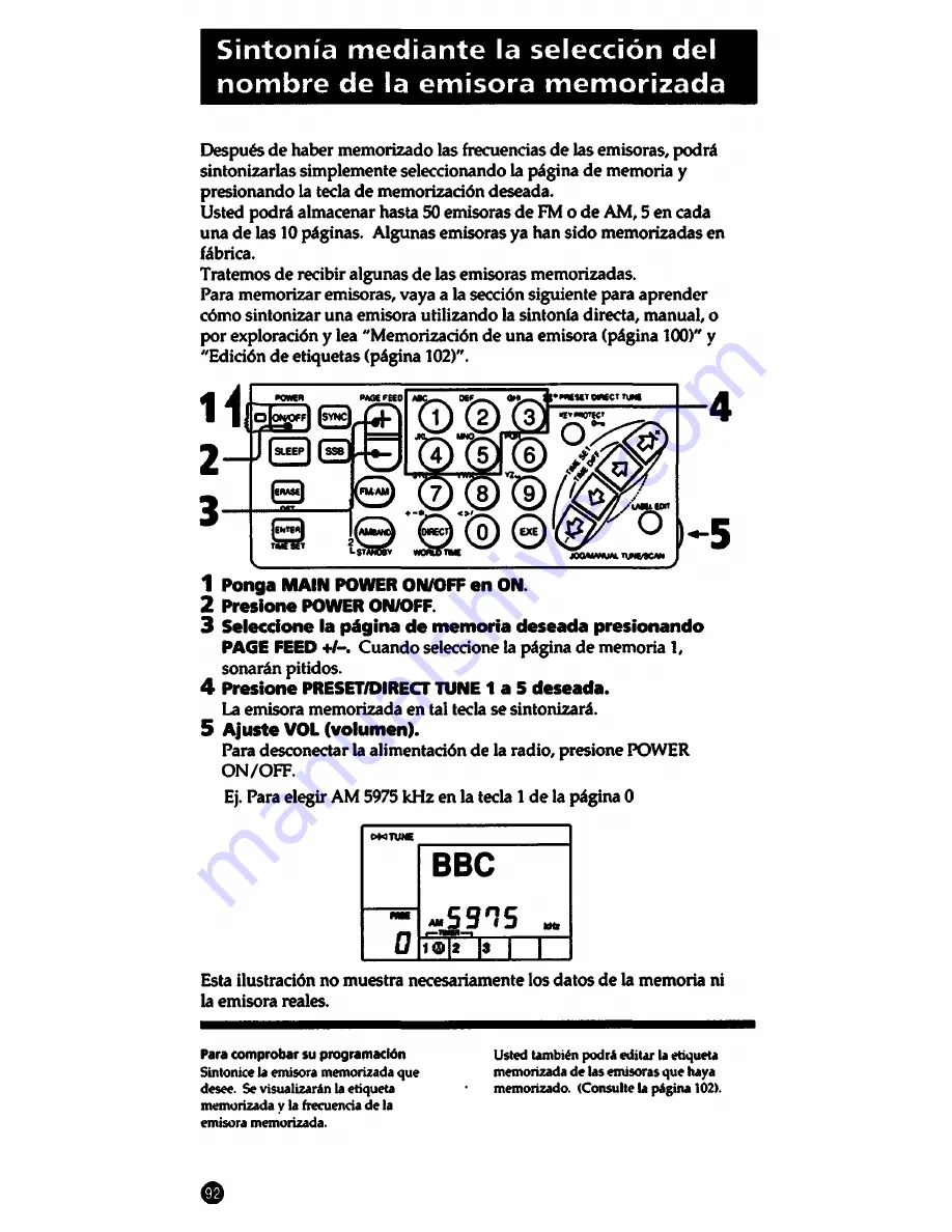 Sony ICF-SW1005 Скачать руководство пользователя страница 92