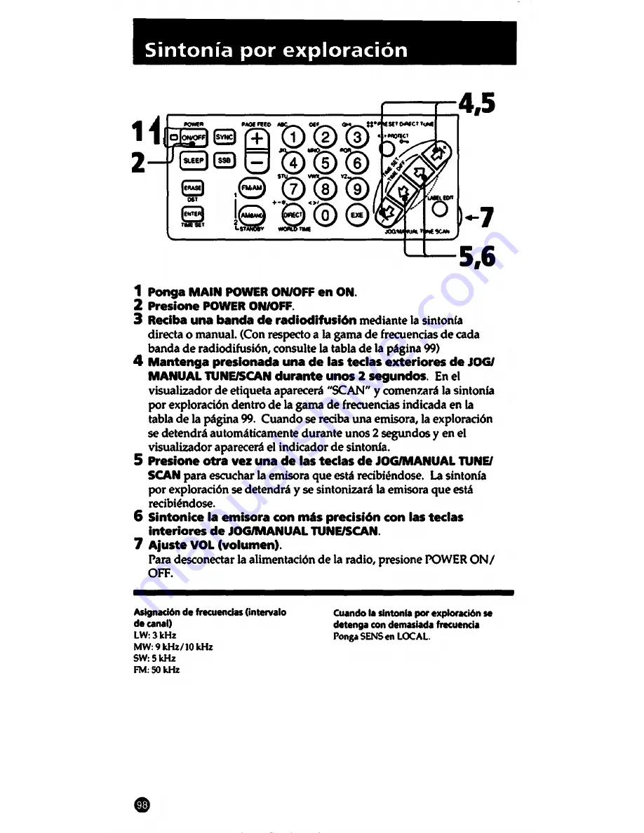 Sony ICF-SW1005 Operating Lnstructions Download Page 98