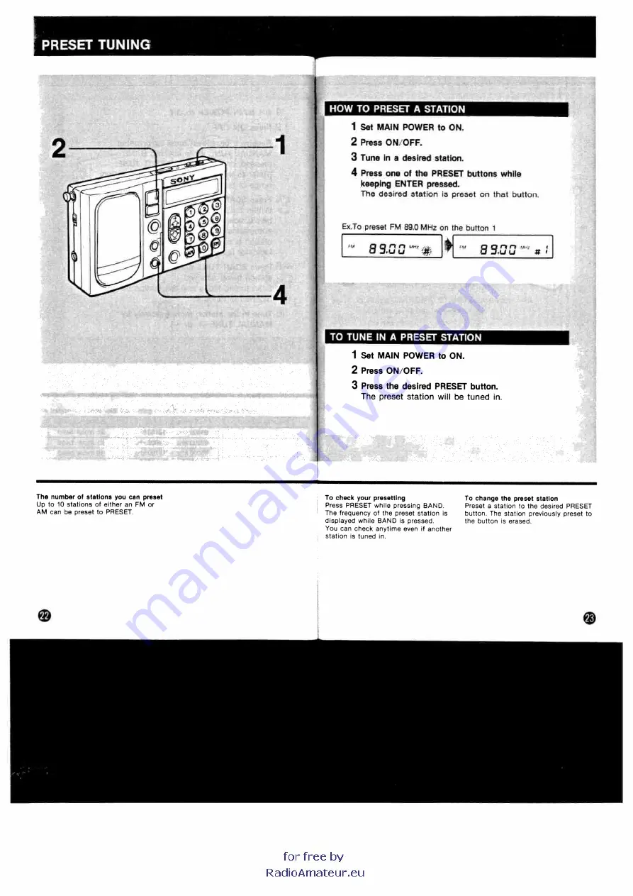 Sony ICF-SW1E Operating Instructions Manual Download Page 11