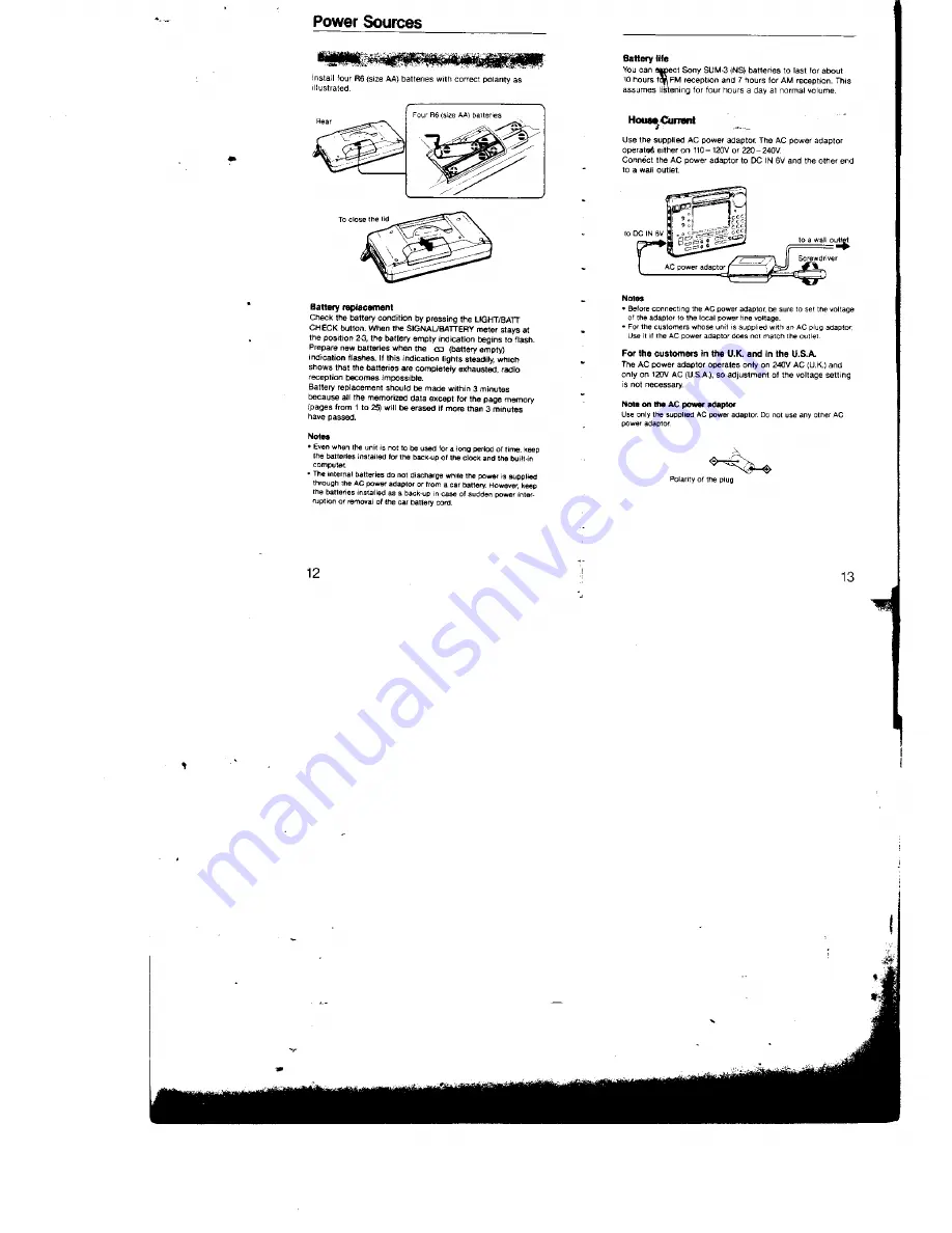 Sony ICF-SW55 Operating Instructions Manual Download Page 4