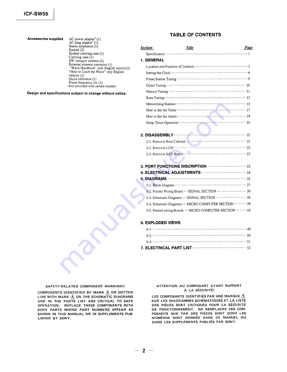 Sony ICF-SW55 Service Manual Download Page 2