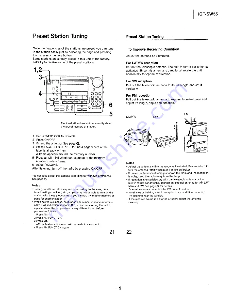 Sony ICF-SW55 Скачать руководство пользователя страница 9