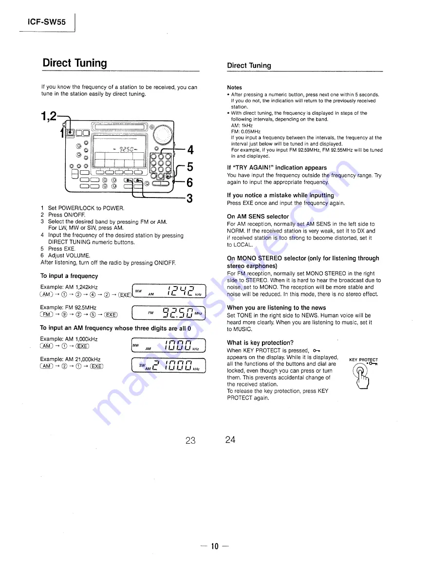 Sony ICF-SW55 Скачать руководство пользователя страница 10