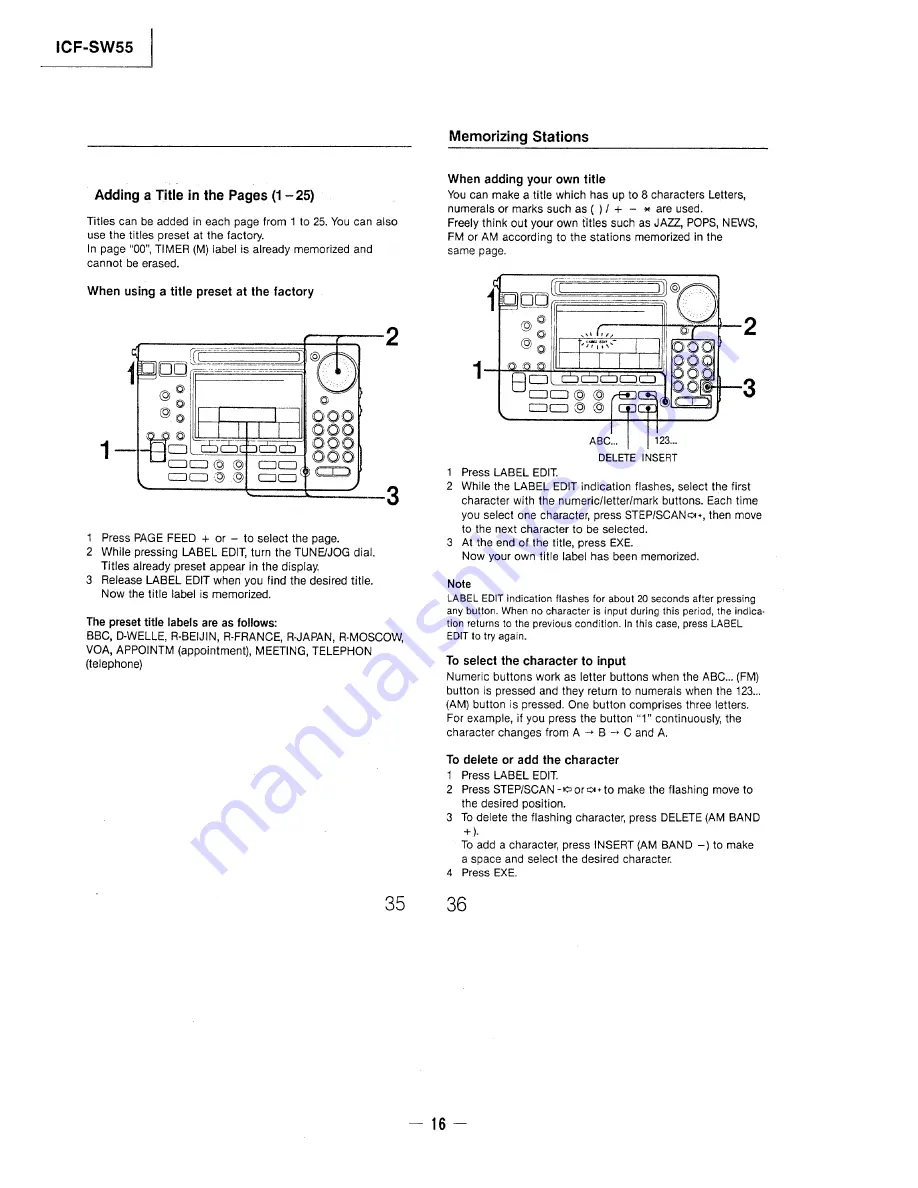 Sony ICF-SW55 Скачать руководство пользователя страница 16