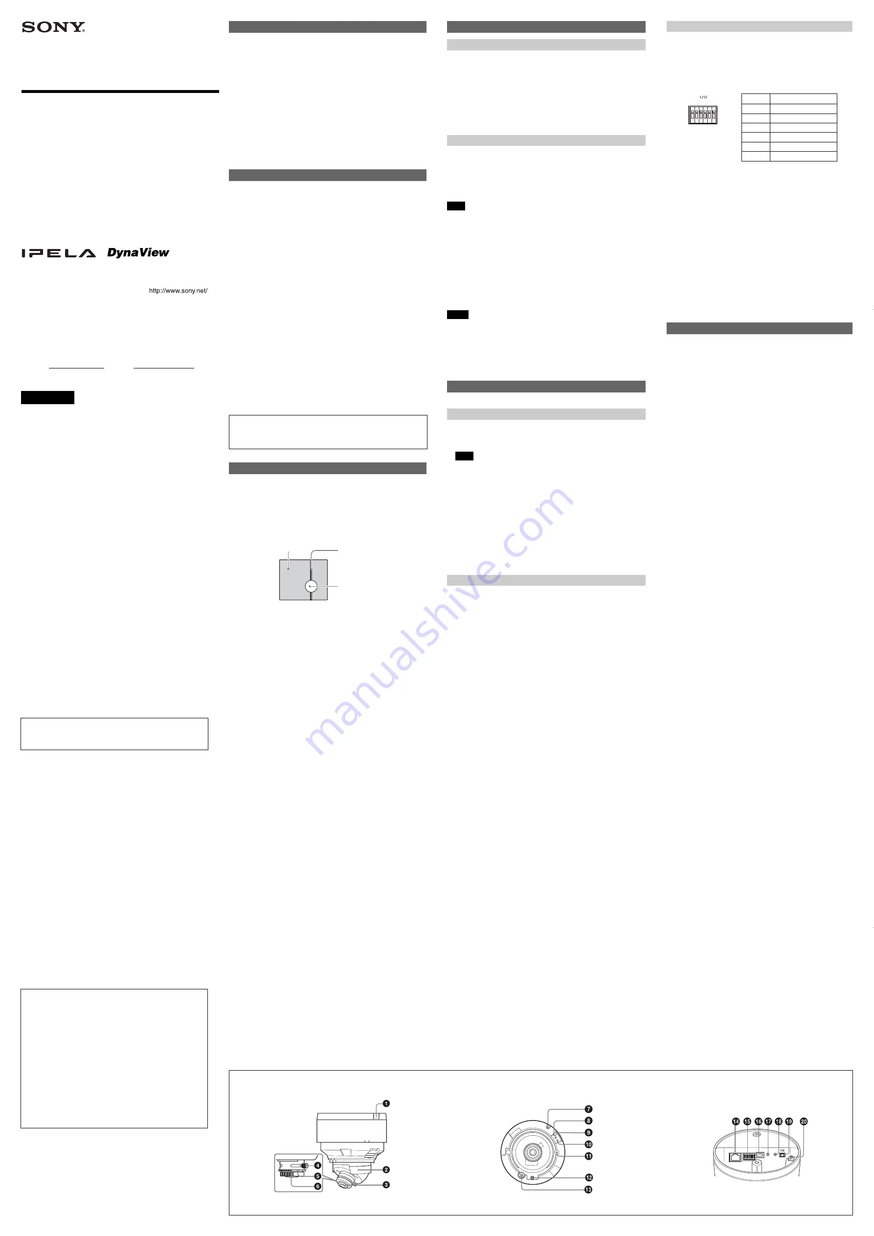 Sony Ipela DynaView SNC-DF50N Installation Manual Download Page 1