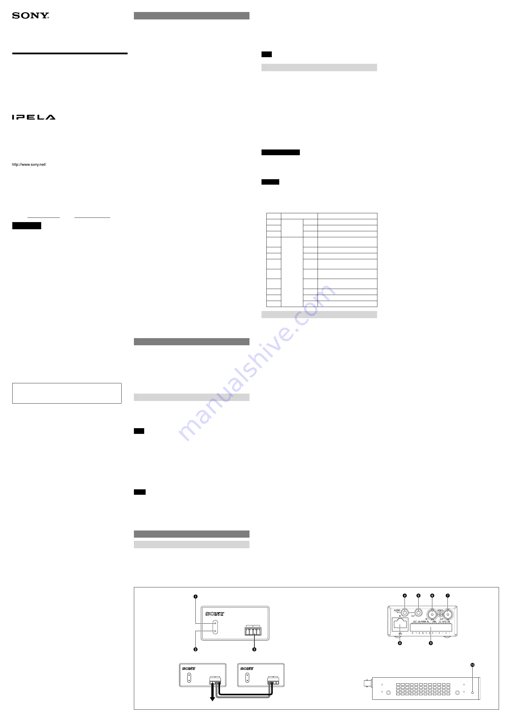 Sony Ipela SNT-EX101 Installation Manual Download Page 1