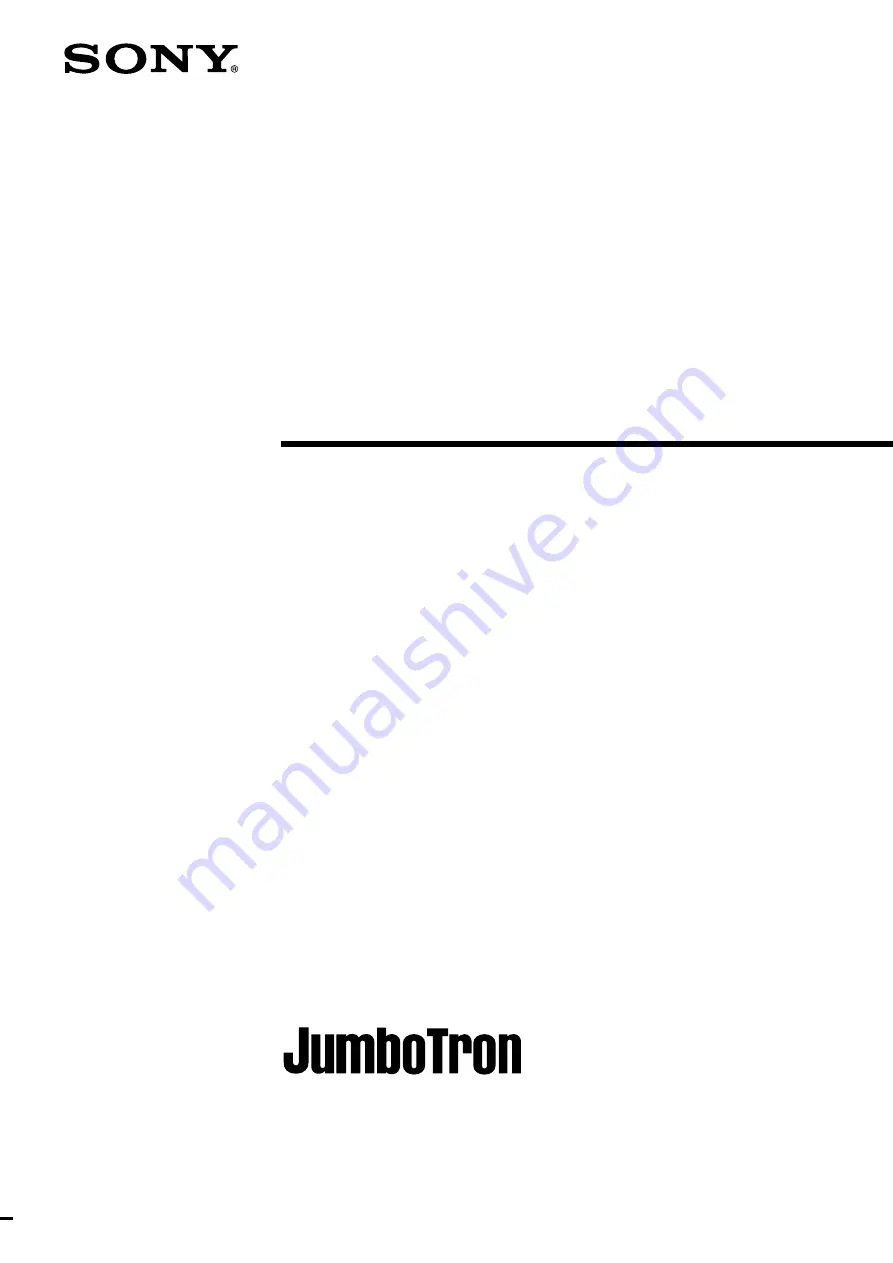 Sony JunboTron JME-SA200 Operating Instructions Manual Download Page 1