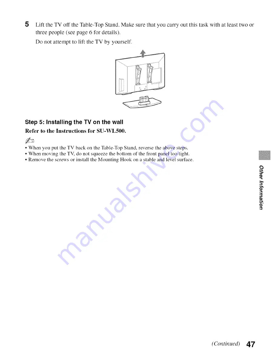 Sony KDL-22BX300 - Bravia Bx Series Lcd Television Operating Instructions Manual Download Page 47