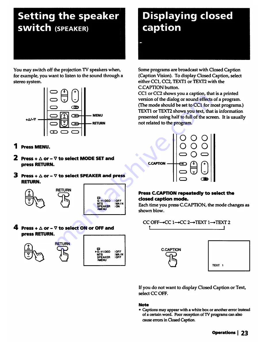 Sony KP-46S55 Operating Instructions Manual Download Page 23