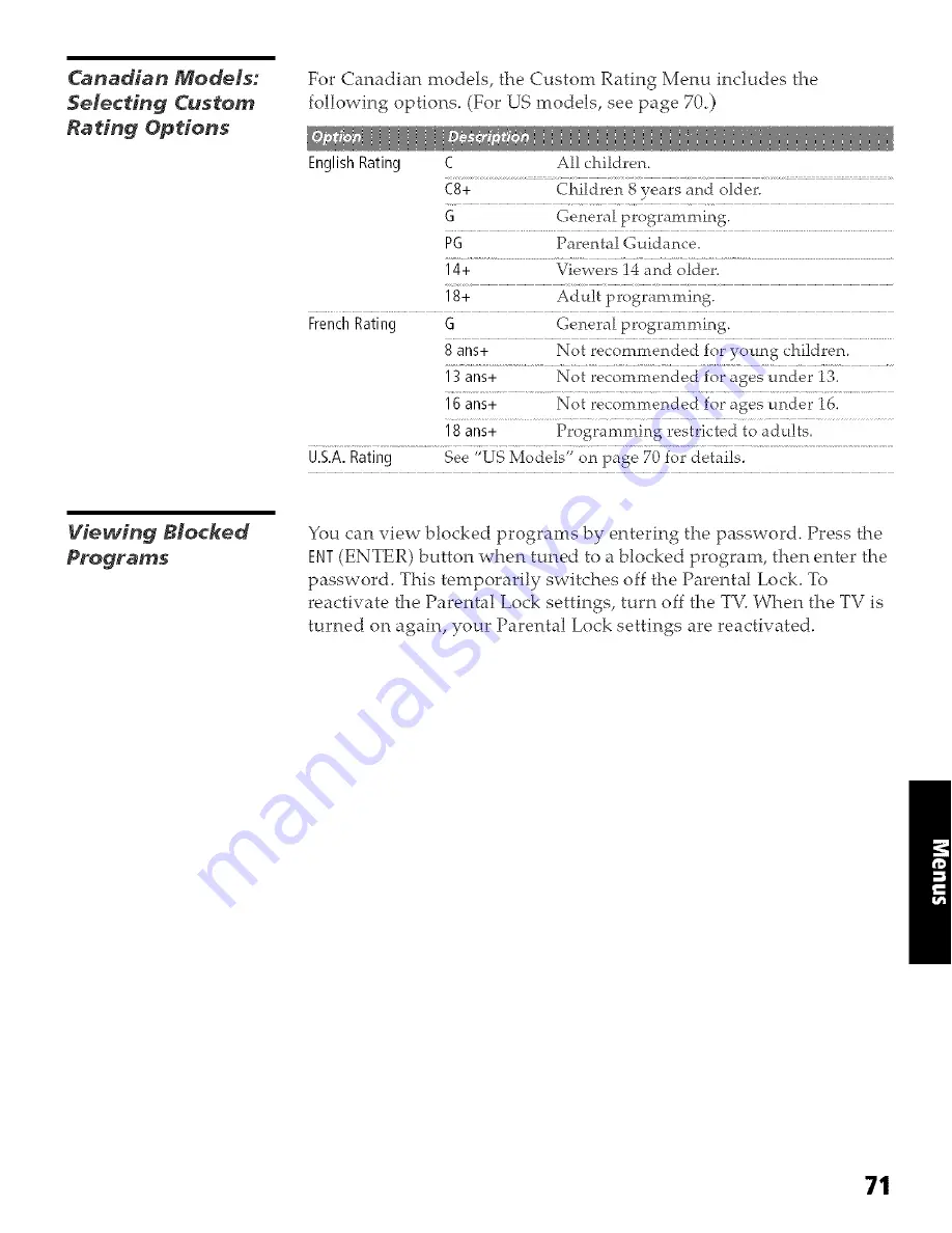 Sony KP-46WT520 - Wide Screen Projection Tv Operating Instructions Manual Download Page 72