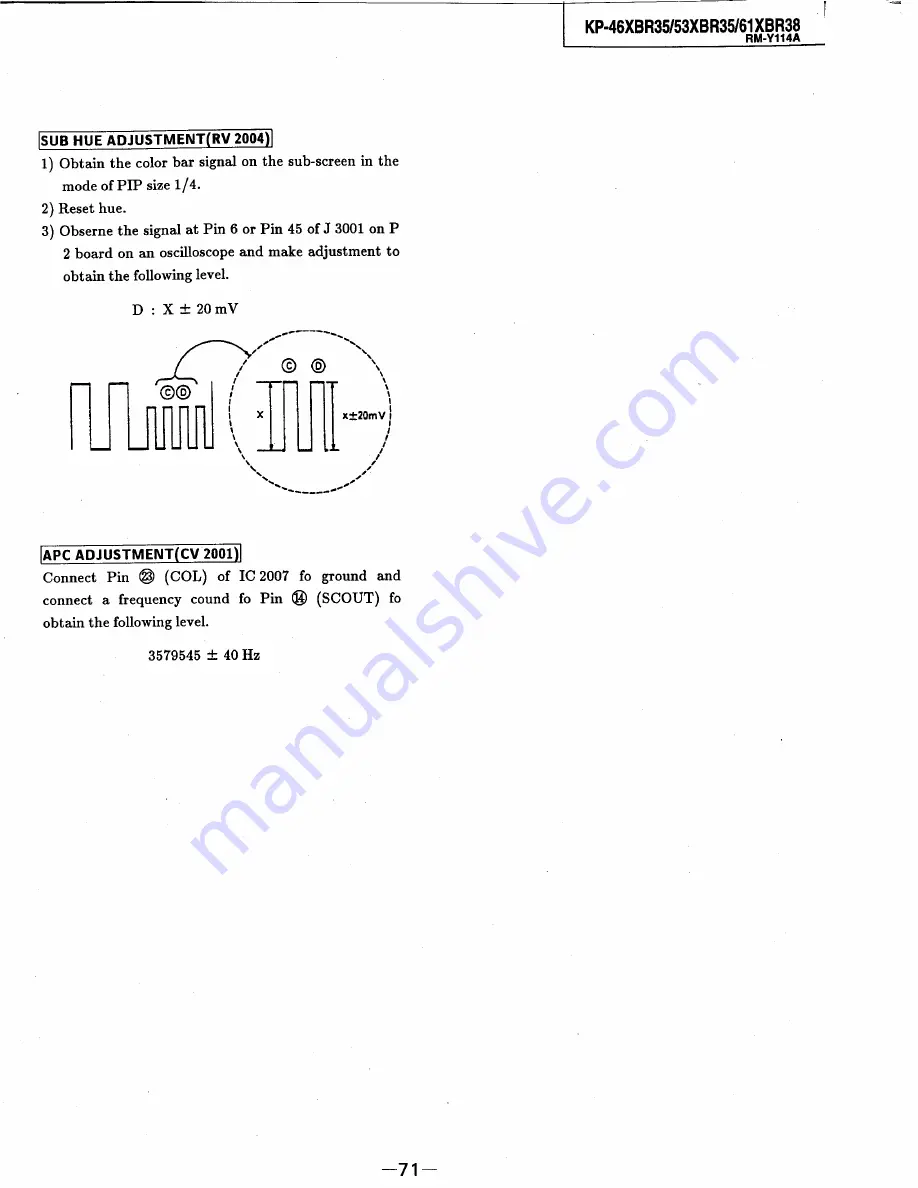 Sony KP-46XBR35 Service Manual Download Page 67