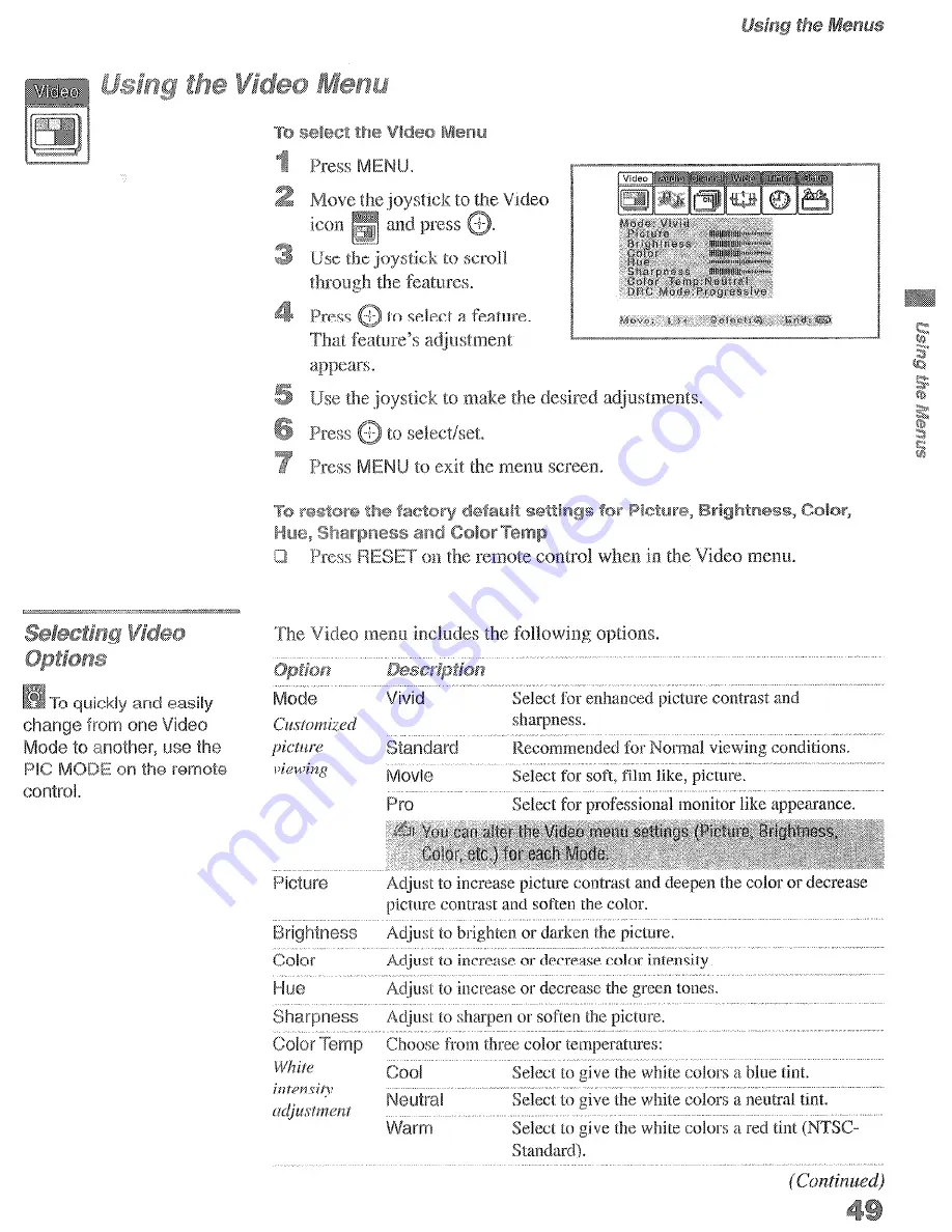 Sony KP 51HW40 Operating Instruction Download Page 49