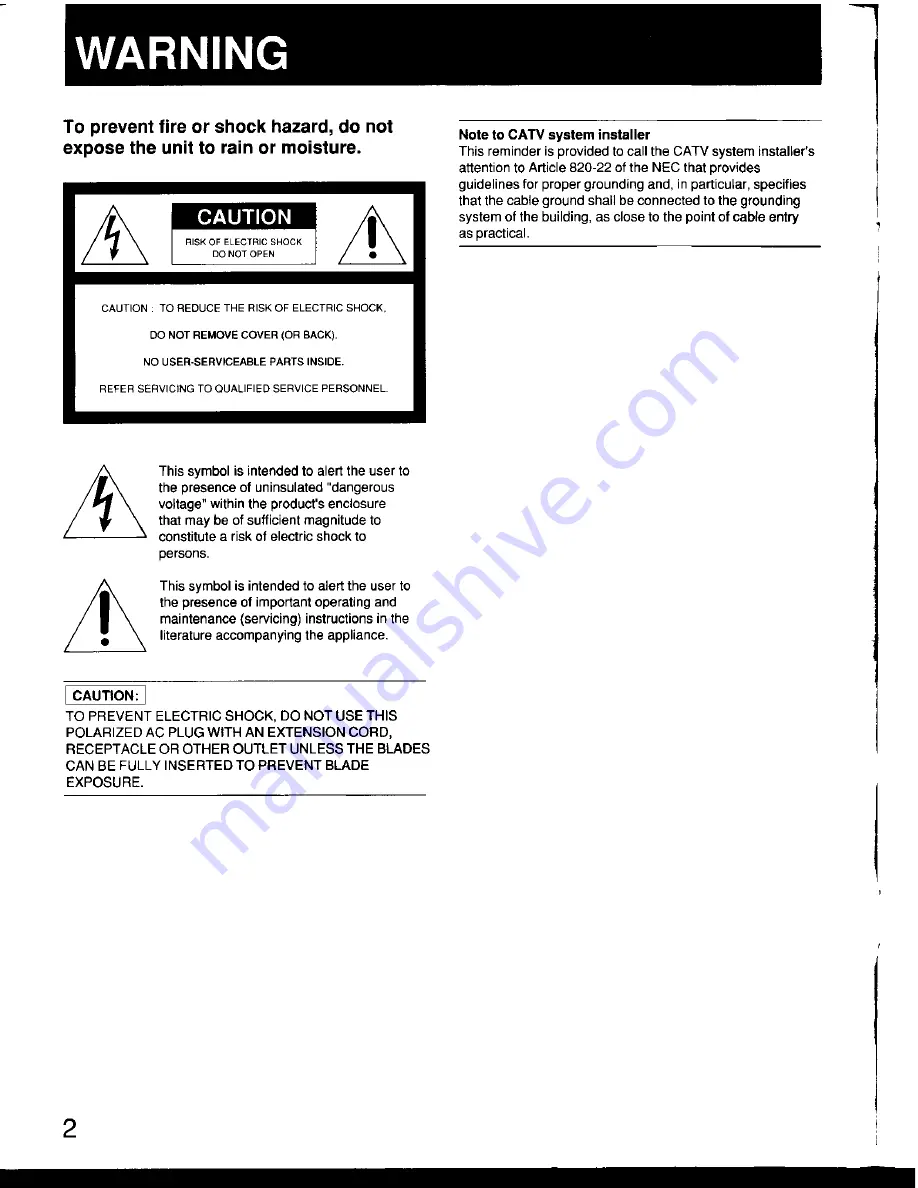 Sony KV-20TR22 Operating Instructions Manual Download Page 2