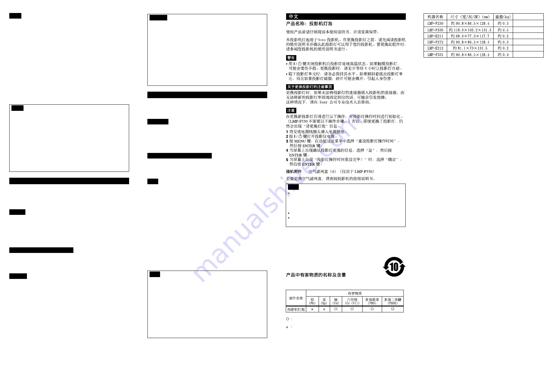 Sony LMP-F230 Operating Instructions Download Page 2