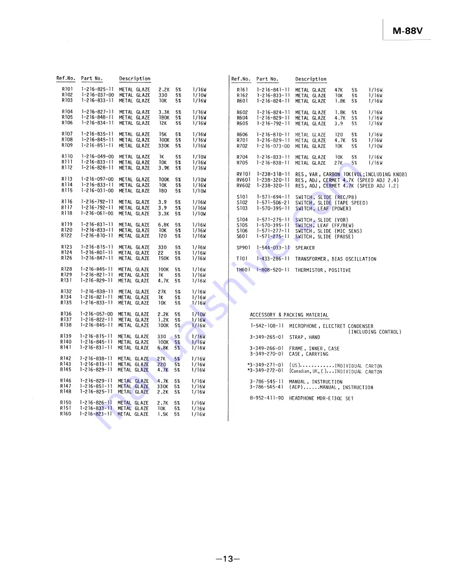 Sony M-88V Service Manual Download Page 10