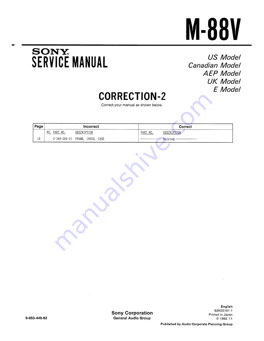 Sony M-88V Service Manual Download Page 12