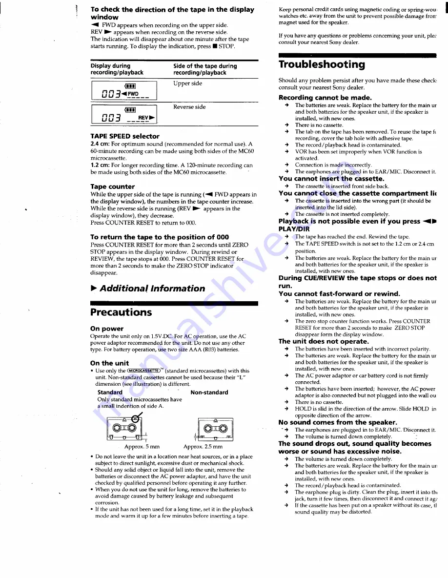 Sony M-950 Operating Instructions Manual Download Page 7