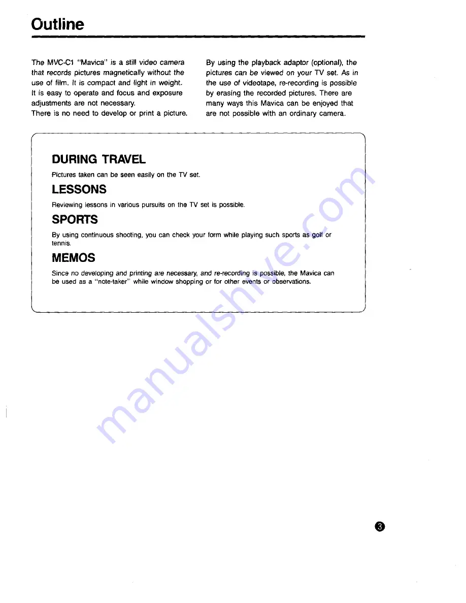 Sony Mavica MVC-C1 Operating Instructions Manual Download Page 3