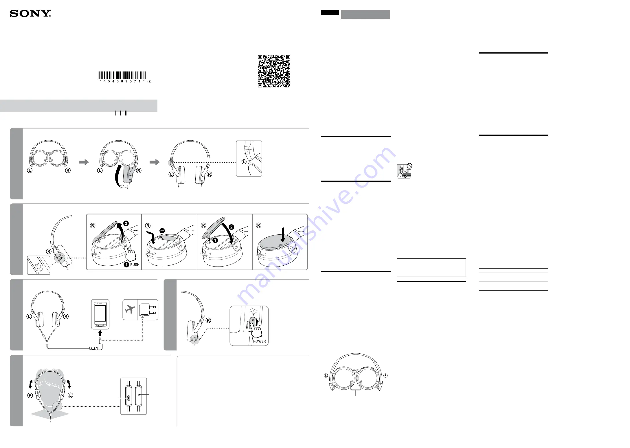 Sony MDR-ZX110NA Operating Instructions Download Page 1