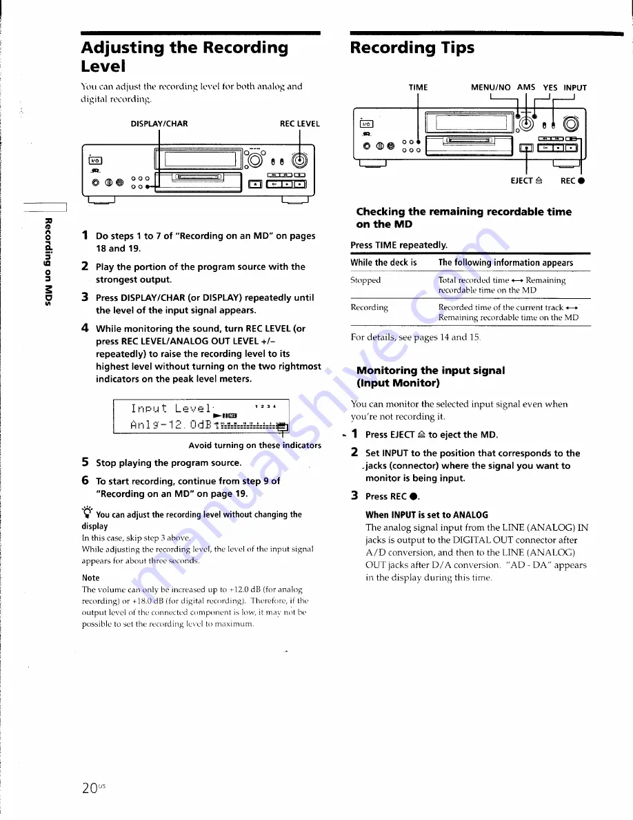 Sony MDS-JB930 Скачать руководство пользователя страница 20