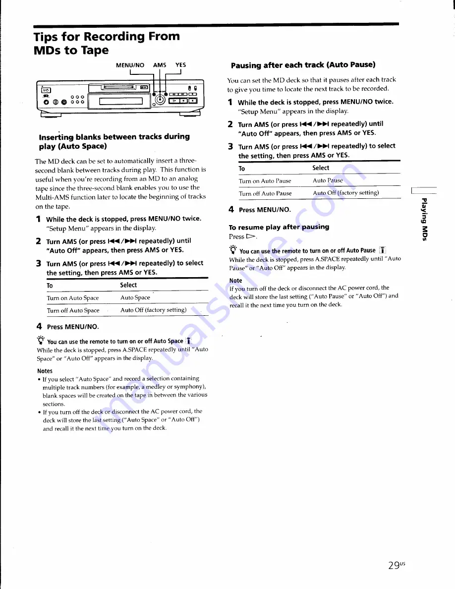 Sony MDS-JE630 Operating Instructions Manual Download Page 29