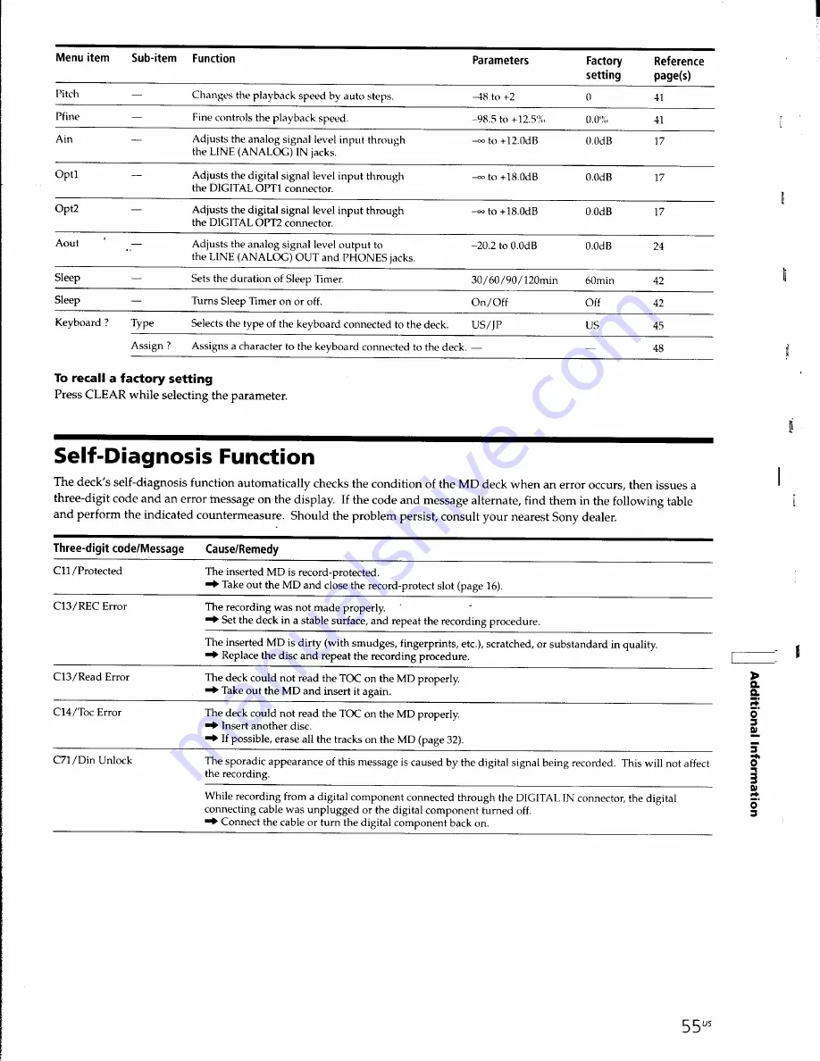 Sony MDS-JE630 Operating Instructions Manual Download Page 55