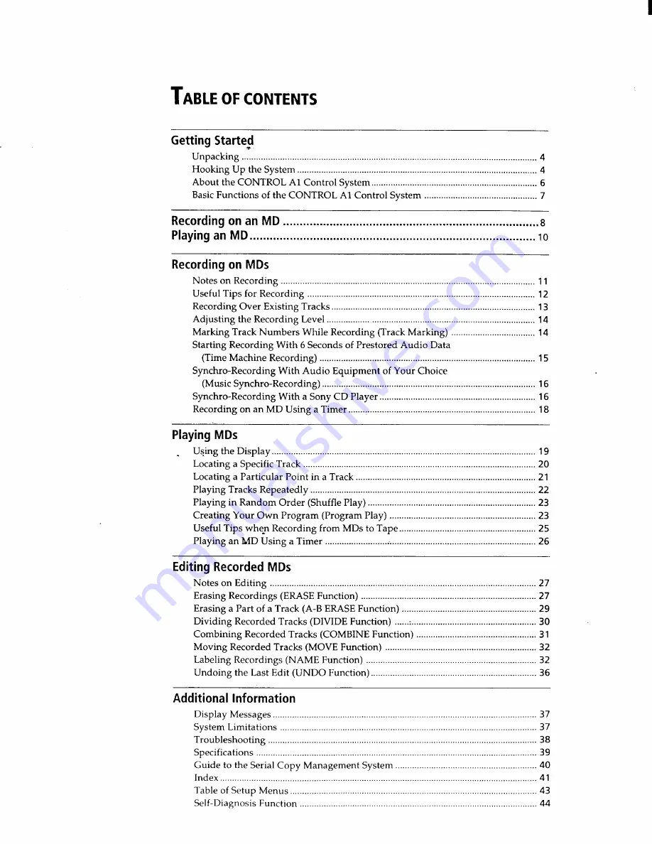 Sony MDS-PC1 Operating Instructions Manual Download Page 3