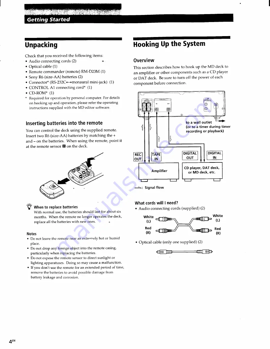 Sony MDS-PC1 Operating Instructions Manual Download Page 4