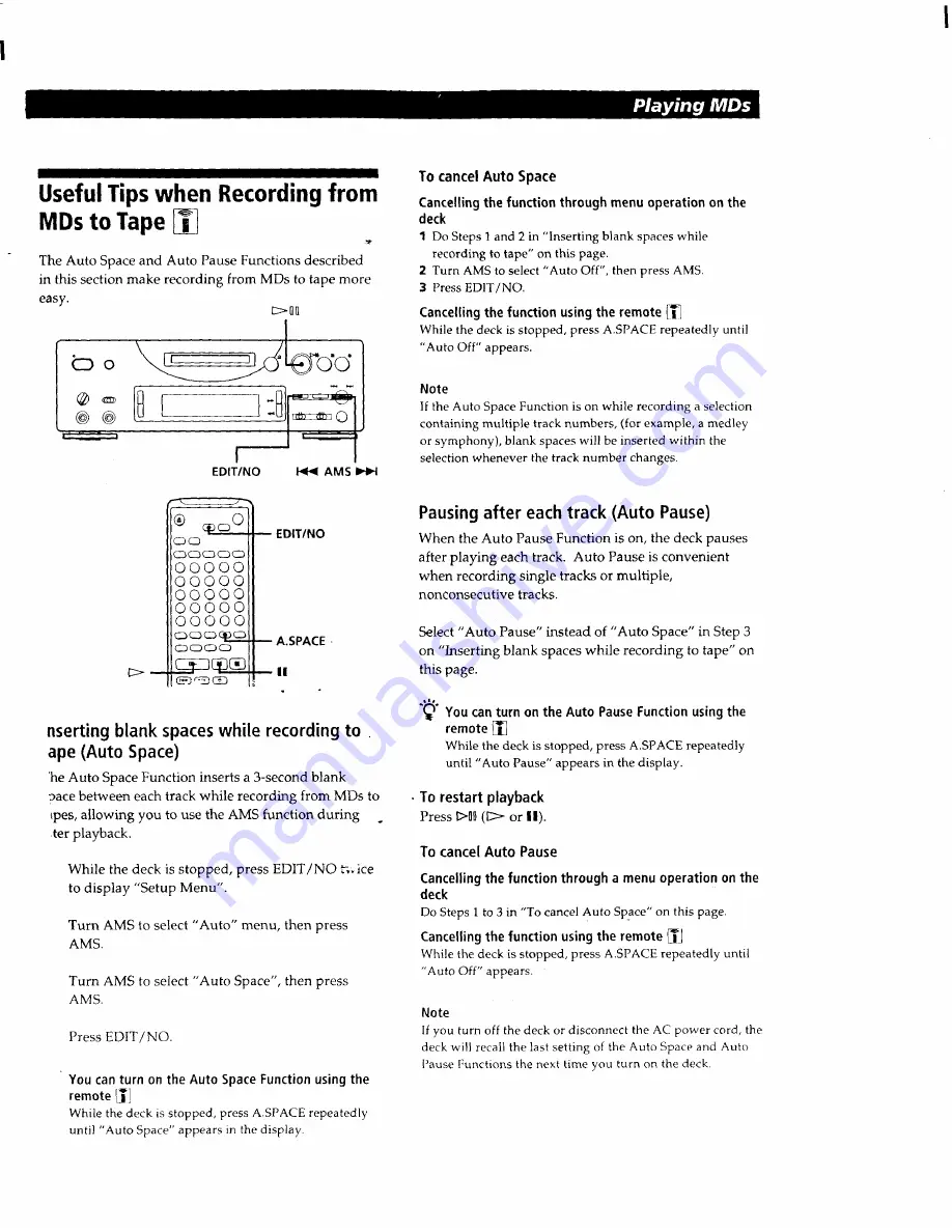 Sony MDS-PC1 Operating Instructions Manual Download Page 26