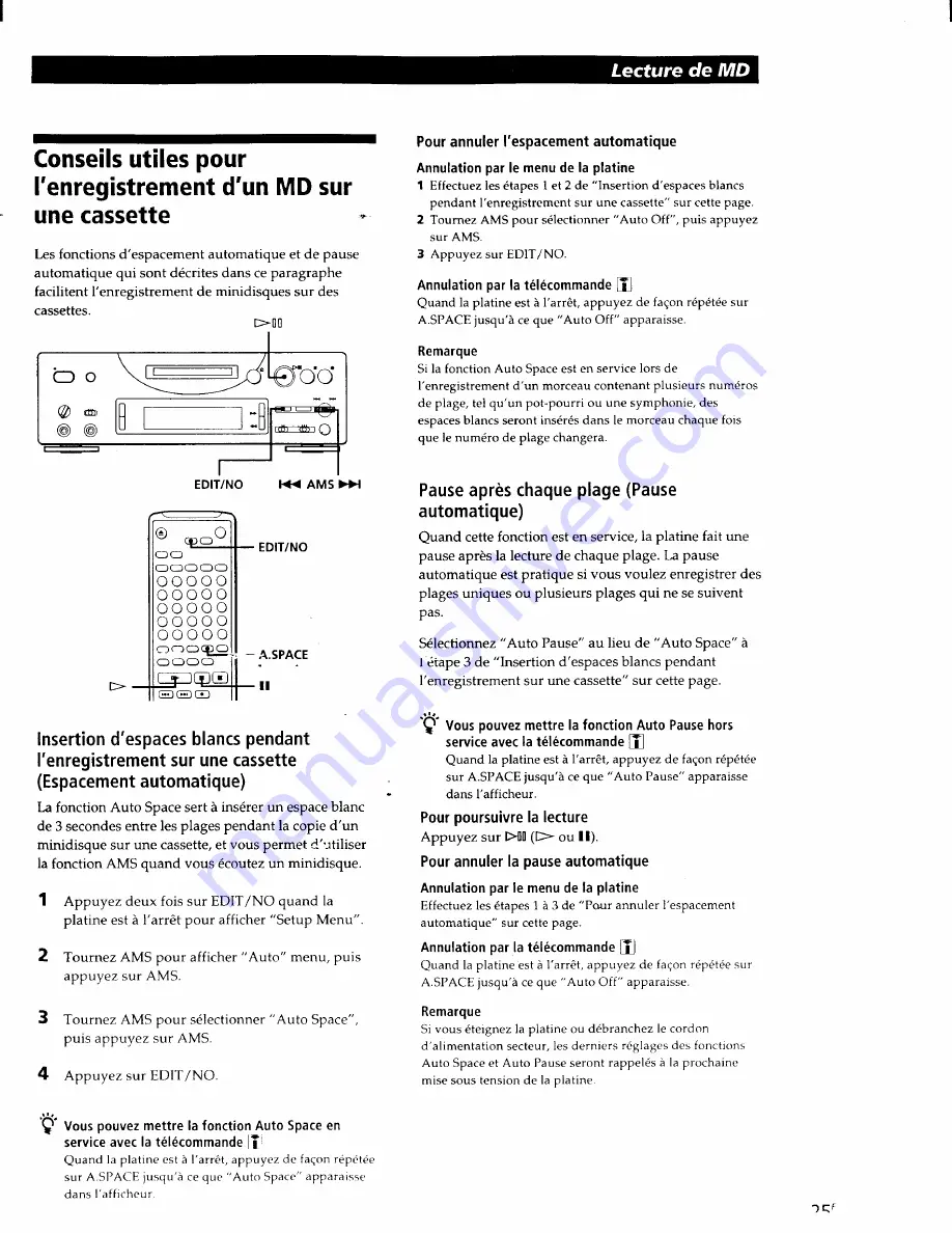 Sony MDS-PC1 Operating Instructions Manual Download Page 69