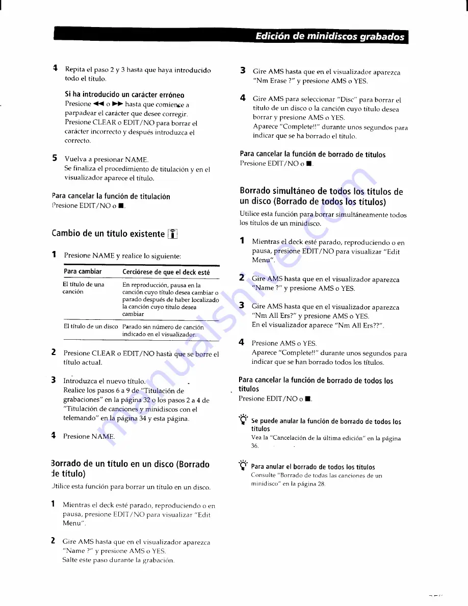 Sony MDS-PC1 Operating Instructions Manual Download Page 123