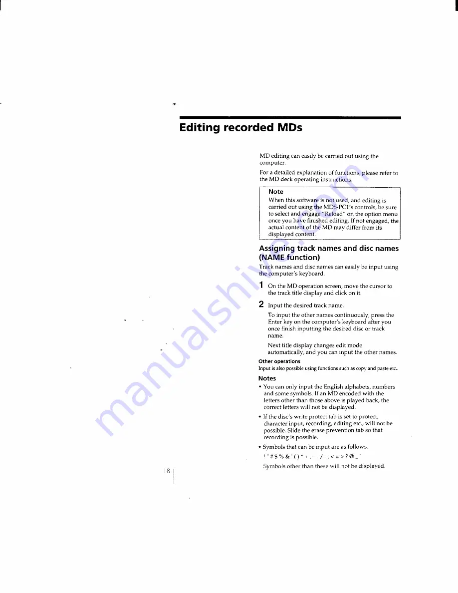 Sony MDS-PC1 Operating Instructions Manual Download Page 148