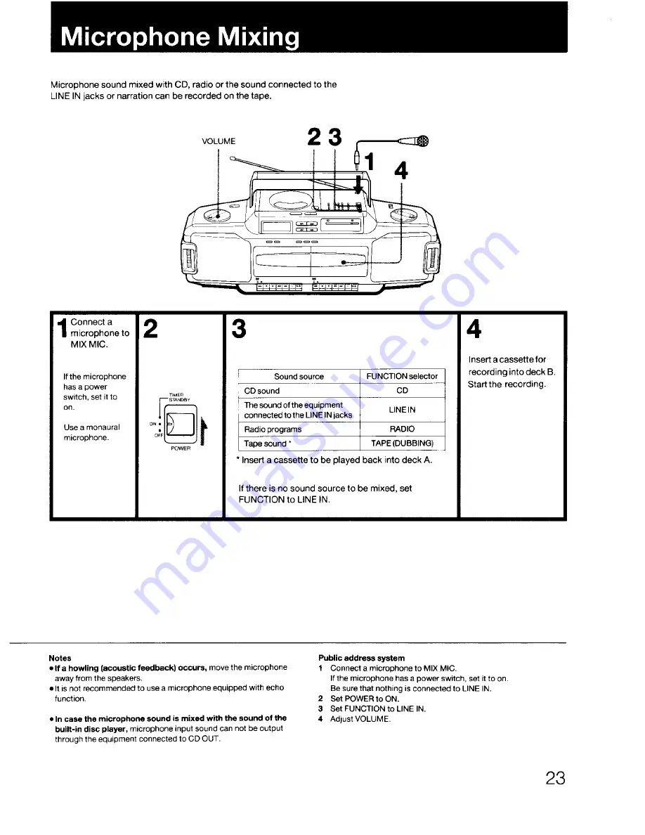 Sony MEGA BASS CFD-DW83 Operating Instructions Manual Download Page 23