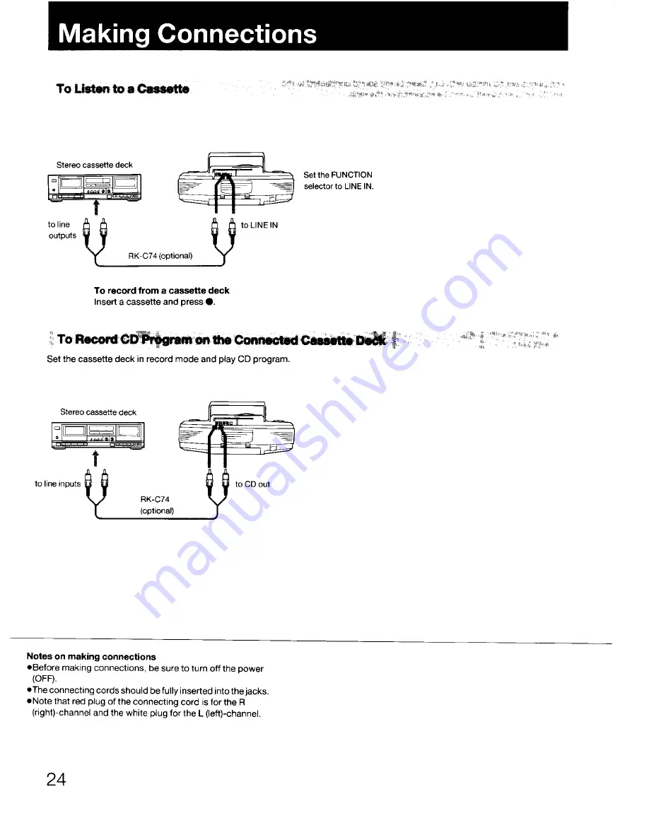 Sony MEGA BASS CFD-DW83 Operating Instructions Manual Download Page 24