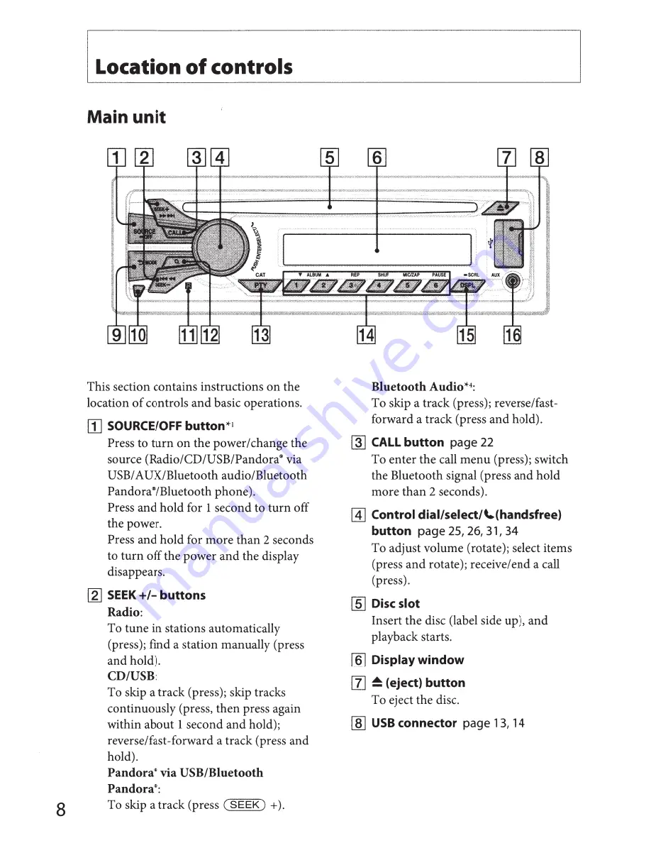 Sony MEX-BT4000P Скачать руководство пользователя страница 8